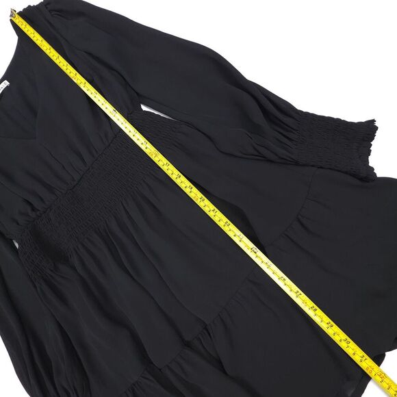 NEW Abercrombie Long-Sleeve Smocked Waist Mini Dress Cottagecore Boho Whimsigoth - Picture 4 of 7